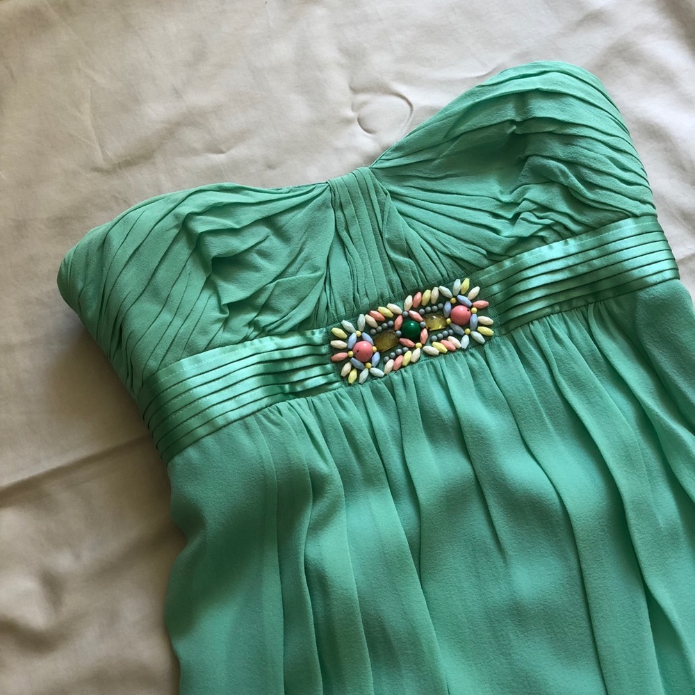 Seafoam/ mint beaded BCBG chiffon dress